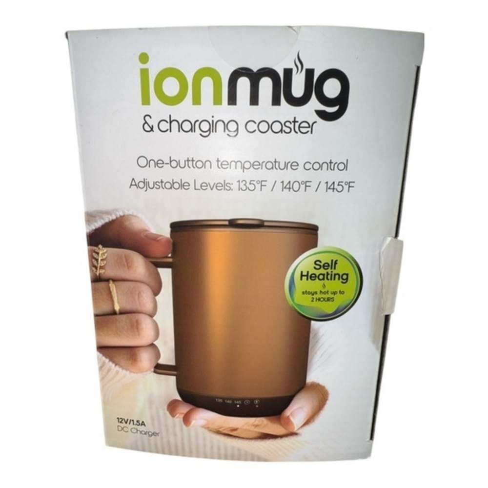 Ionmug Bronze 12 Oz Self Heating Smart Mug Charging Coaster Giftable